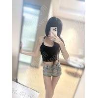 晚晚黑色纯棉带胸垫背心